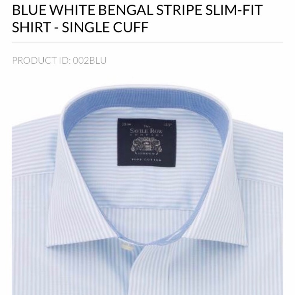 NWT. Savile Row Co. white&blue slimfit dress shirt